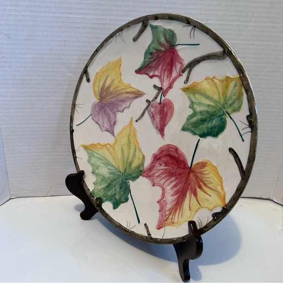 Vintage Italian hand painted Ceramic Leaf/ Decorative Plate - Picture 2 of 11